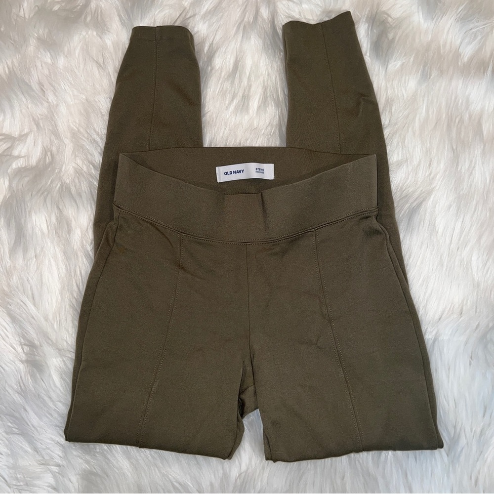 Old Navy Olive Green Stevie High Rise Ponte Knit Seamed Leggings Size Small - Picture 2 of 7